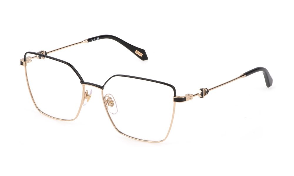 Eyeglasses Just Cavalli VJC013 (0301) color oro rosè lucido c/parti nero lucido 
