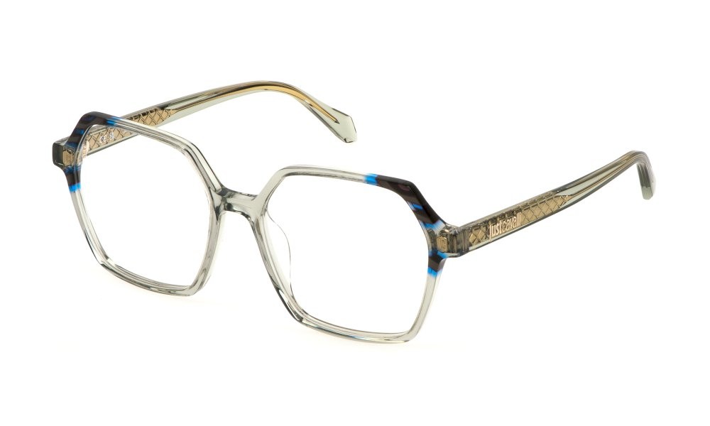 Eyeglasses Just Cavalli VJC047 (09RM) color grigio - verde lucido 