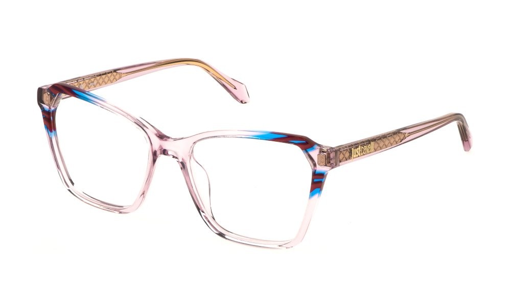 Eyeglasses Just Cavalli VJC048 (06MH) color rosa trasparente lucido 