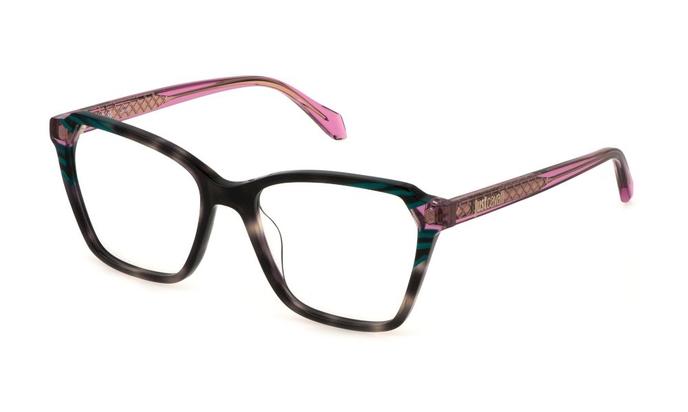 Eyeglasses Just Cavalli VJC048 (07UX) color avana marrone/beige lucida 