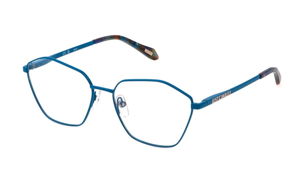 Eyeglasses Just Cavalli VJC073 (01HR) color blu pieno lucido 