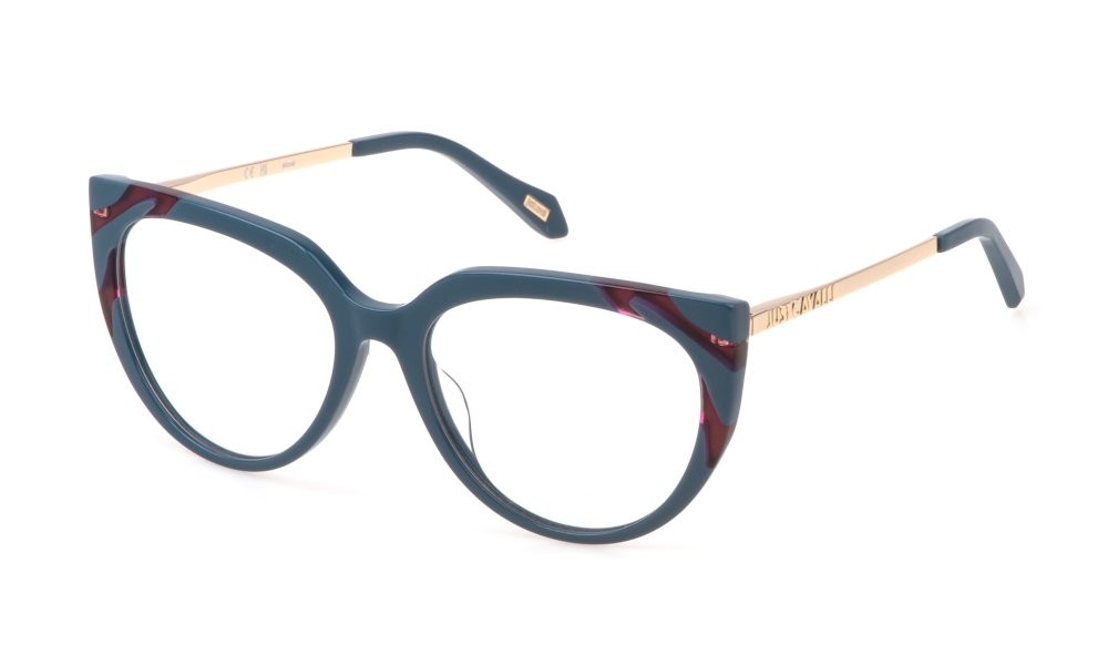 Eyeglasses Just Cavalli VJC076 (04G5) color blu lucido 