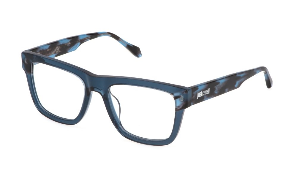 Eyeglasses Just Cavalli VJC114V (0W47) color blu trasparente lucido 