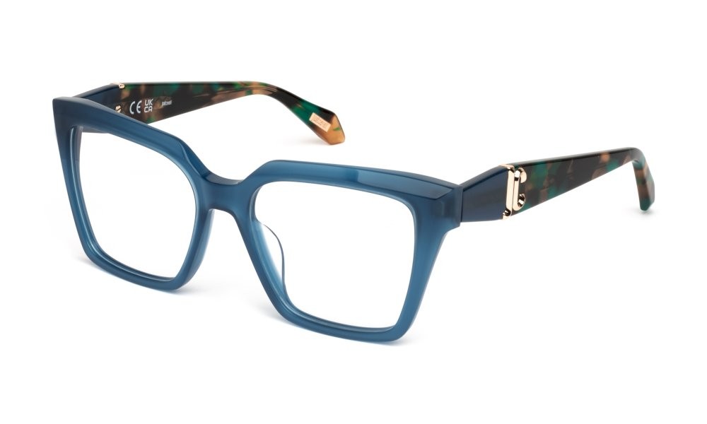 Eyeglasses Just Cavalli VJC117 (0D99) color blu scuro opalino lucido 