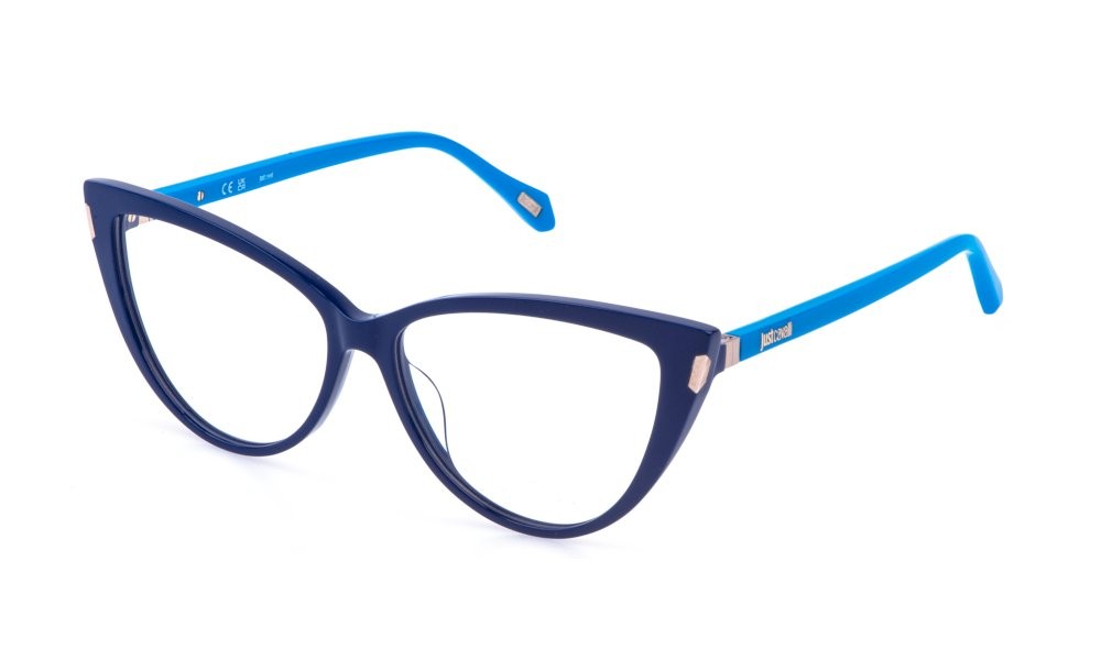 Eyeglasses Just Cavalli VJC126 (09QL) color blu pieno lucido 