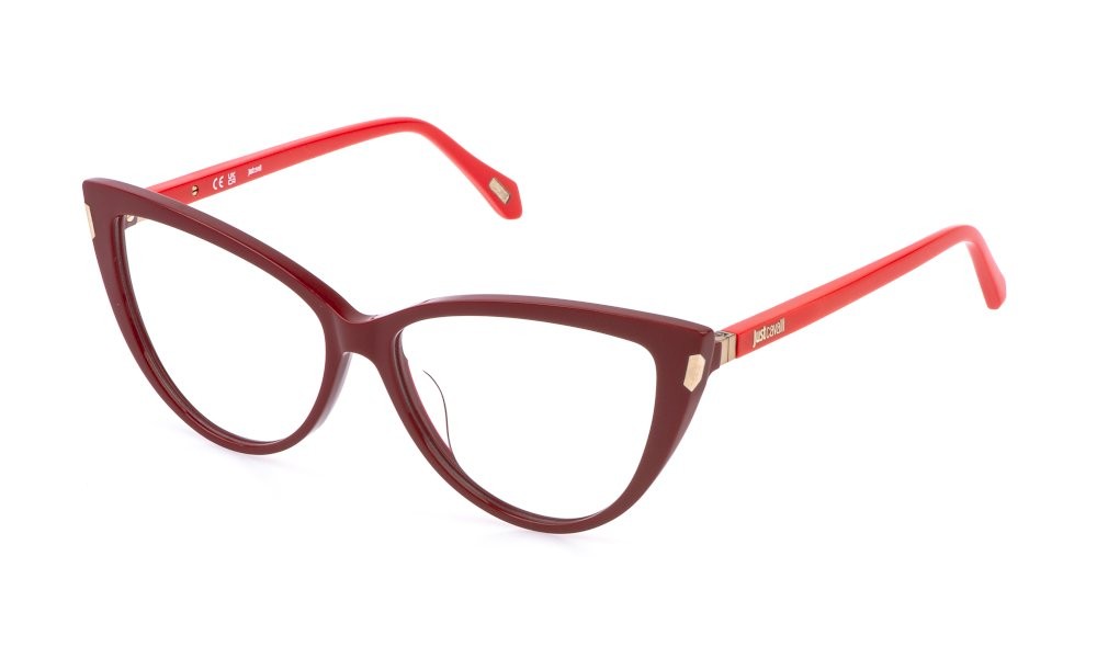 Eyeglasses Just Cavalli VJC126 (0U17) color rosso ciliegia pieno lucido 