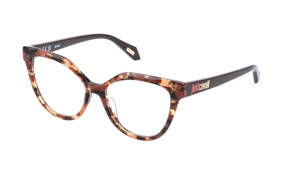 Eyeglasses Just Cavalli VJC130 (0748) color avana scura maculata arancio 