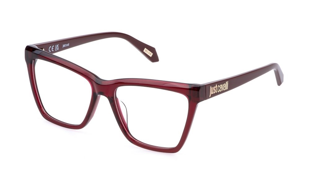Eyeglasses Just Cavalli VJC131 (0V64) color rosso bordeaux trasparente lucido 