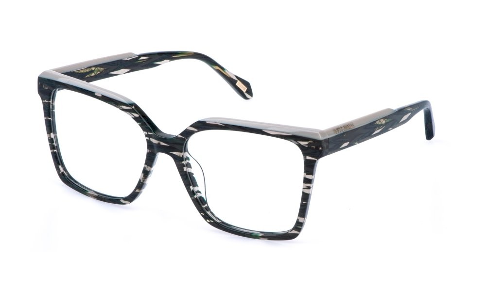Eyeglasses Just Cavalli VJC160 (07NN) color fantasia verde/nero/marrone lucido 