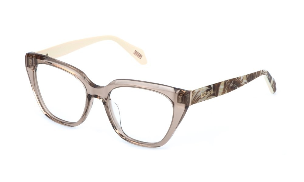 Eyeglasses Just Cavalli VJC183V (07AY) color marrone trasparente lucido 