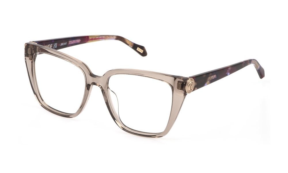 Eyeglasses Just Cavalli VJC186 (0ALV) color tortora trasparente lucido 