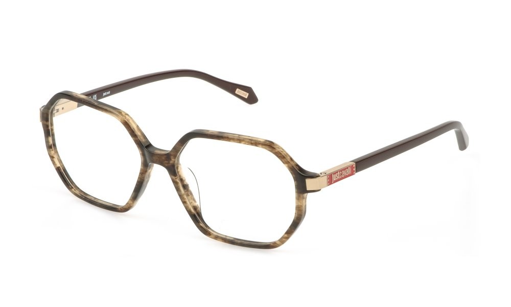 Eyeglasses Just Cavalli VJC188 (09JP) color marrone/giallo lucido 