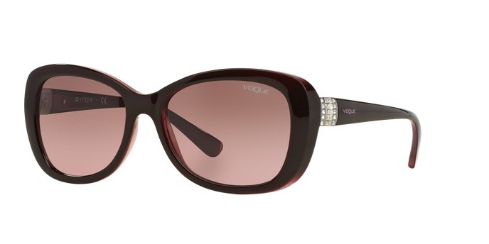 Sunglasses Vogue VO 2943SB (194114) color top brown/opal pink shape butterfly lenses pink gradient brown