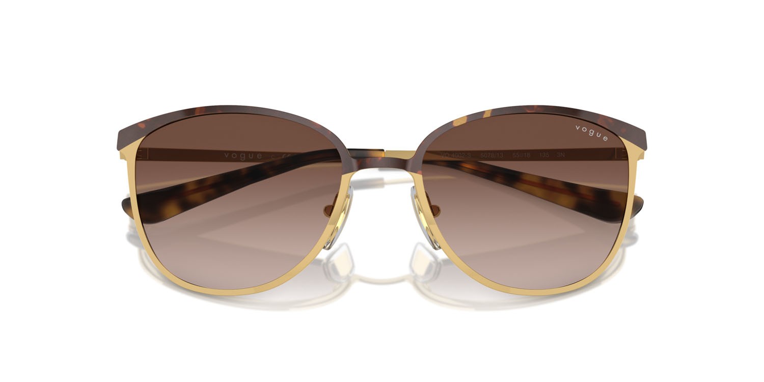 Sunglasses Vogue VO 4002S (507813) color top havana/oro shape rectangle lenses marrone sfumato