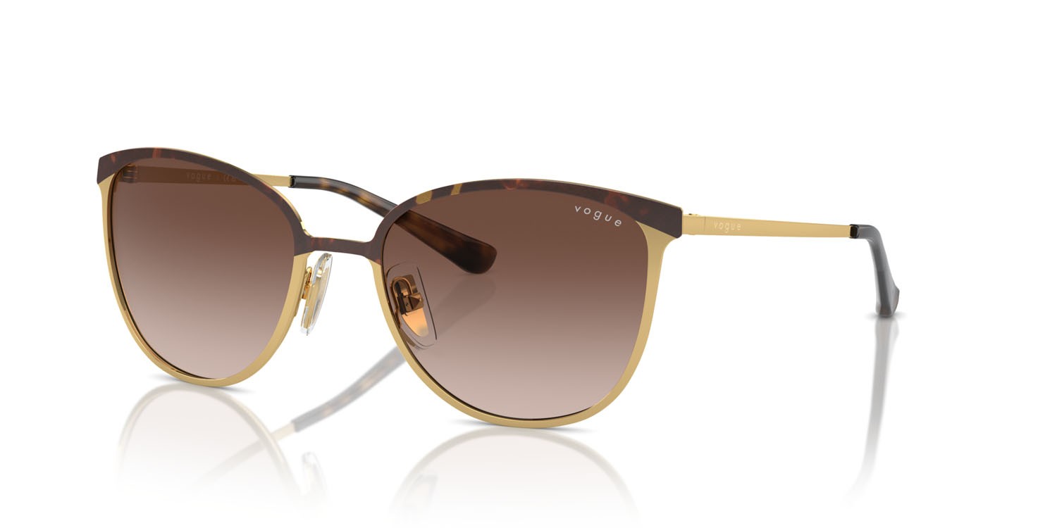 Sunglasses Vogue VO 4002S (507813) color top havana/oro shape rectangle lenses marrone sfumato