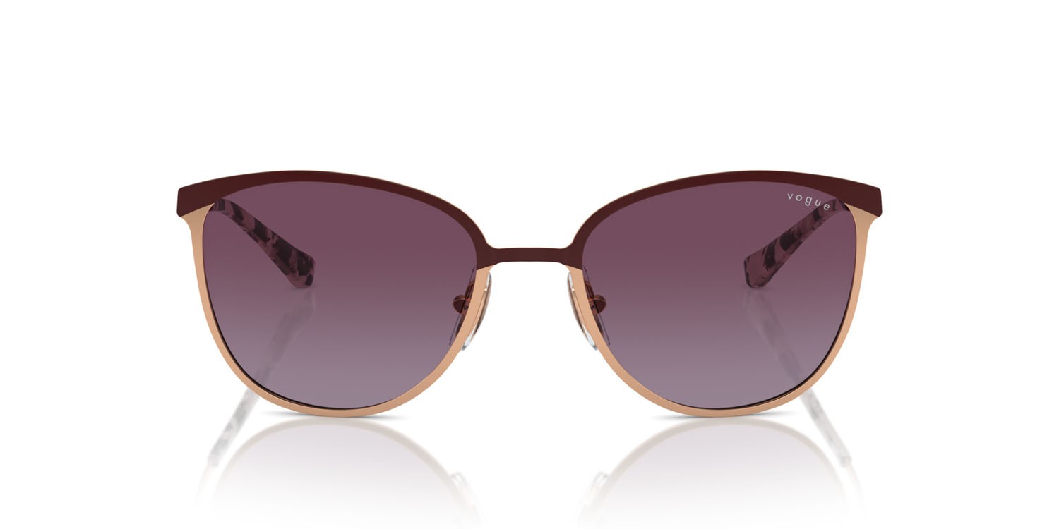 Occhiali da sole Vogue VO 4002S (51708H) colore top bordeaux/oro rose forma rettangolare lenti violetto sfumato
