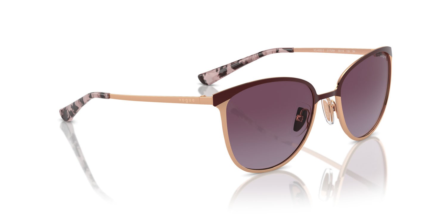 Occhiali da sole Vogue VO 4002S (51708H) colore top bordeaux/oro rose forma rettangolare lenti violetto sfumato