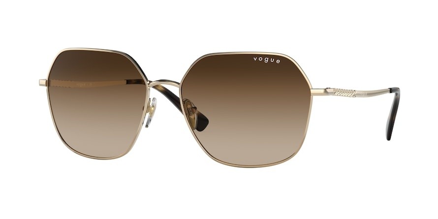 Occhiali da sole Vogue VO 4198S (848/13) colore pale gold forma irregolare lenti brown gradient