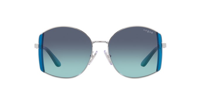 Sonnenbrillen Vogue VO 4267S (323/4S) farbe argento form unregelmäßig gläser azzurro sfumato blu scuro