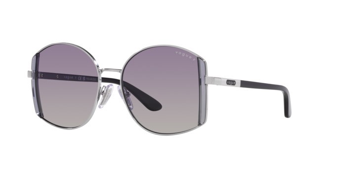 Sonnenbrillen Vogue VO 4267S (323/8J) farbe argento form unregelmäßig gläser polarizzata grigio sfumato violetto