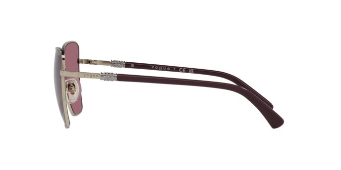 Occhiali da sole Vogue VO 4277SB (848/1A) colore oro pallido forma farfalla lenti viola