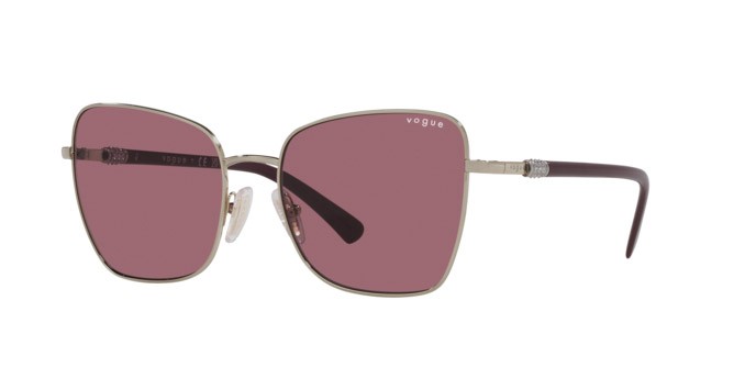 Occhiali da sole Vogue VO 4277SB (848/1A) colore oro pallido forma farfalla lenti viola