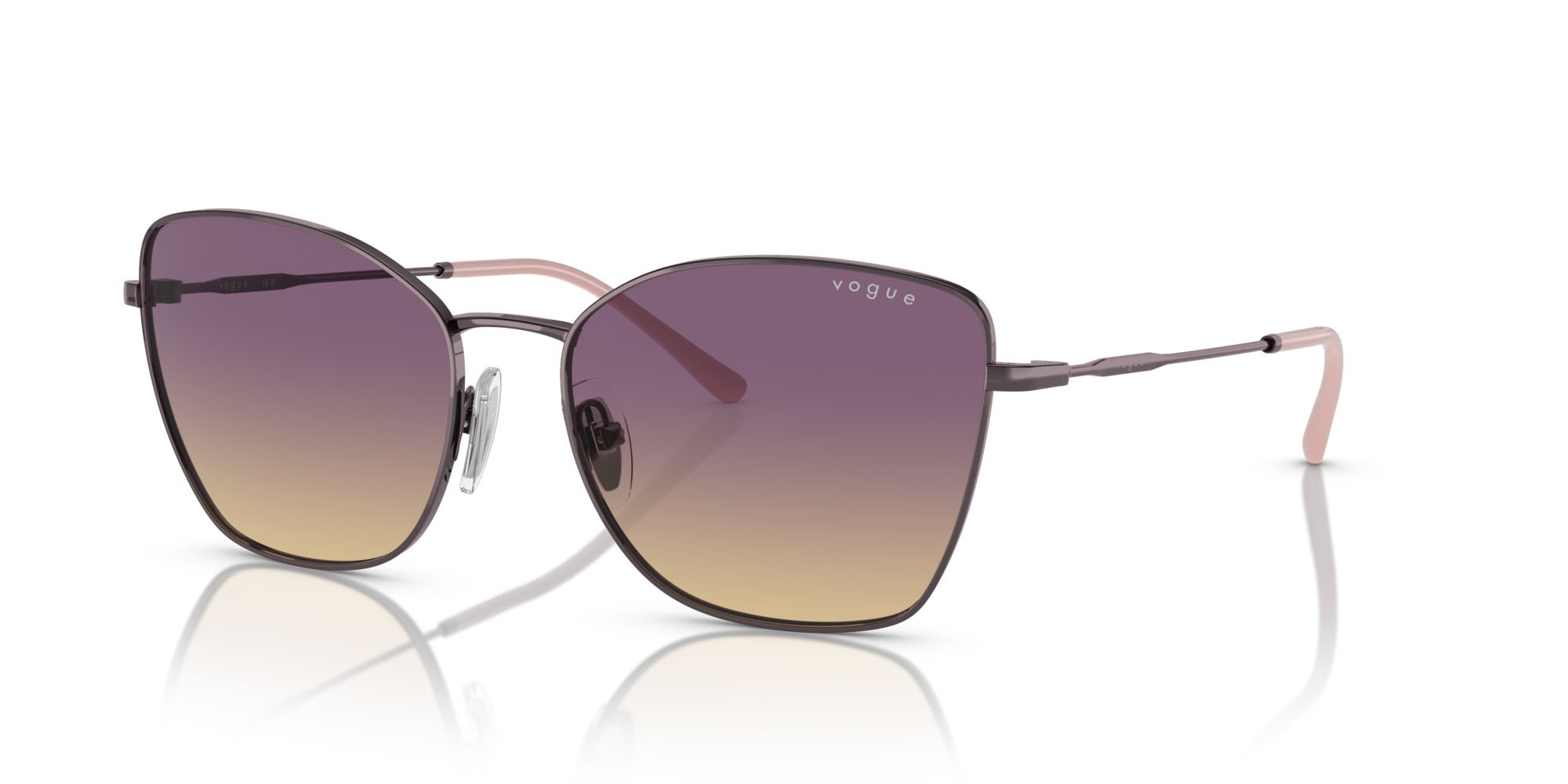 Occhiali da sole Vogue VO 4279S (514970) colore viola chiaro forma farfalla lenti giallo sfumato viola