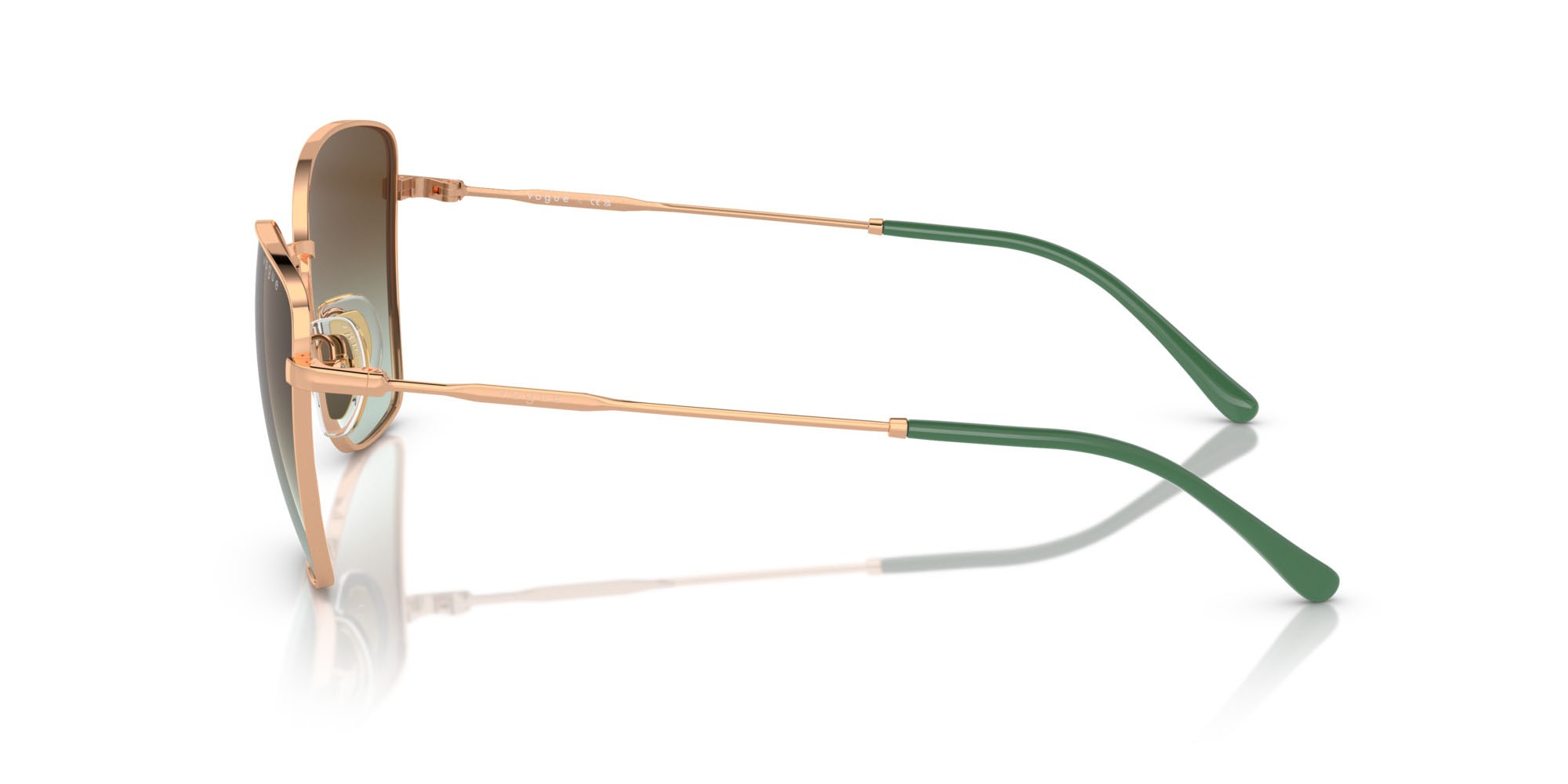 Sunglasses Vogue VO 4279S (5152E8) color oro rosé shape butterfly lenses verde sfumato marrone scuro