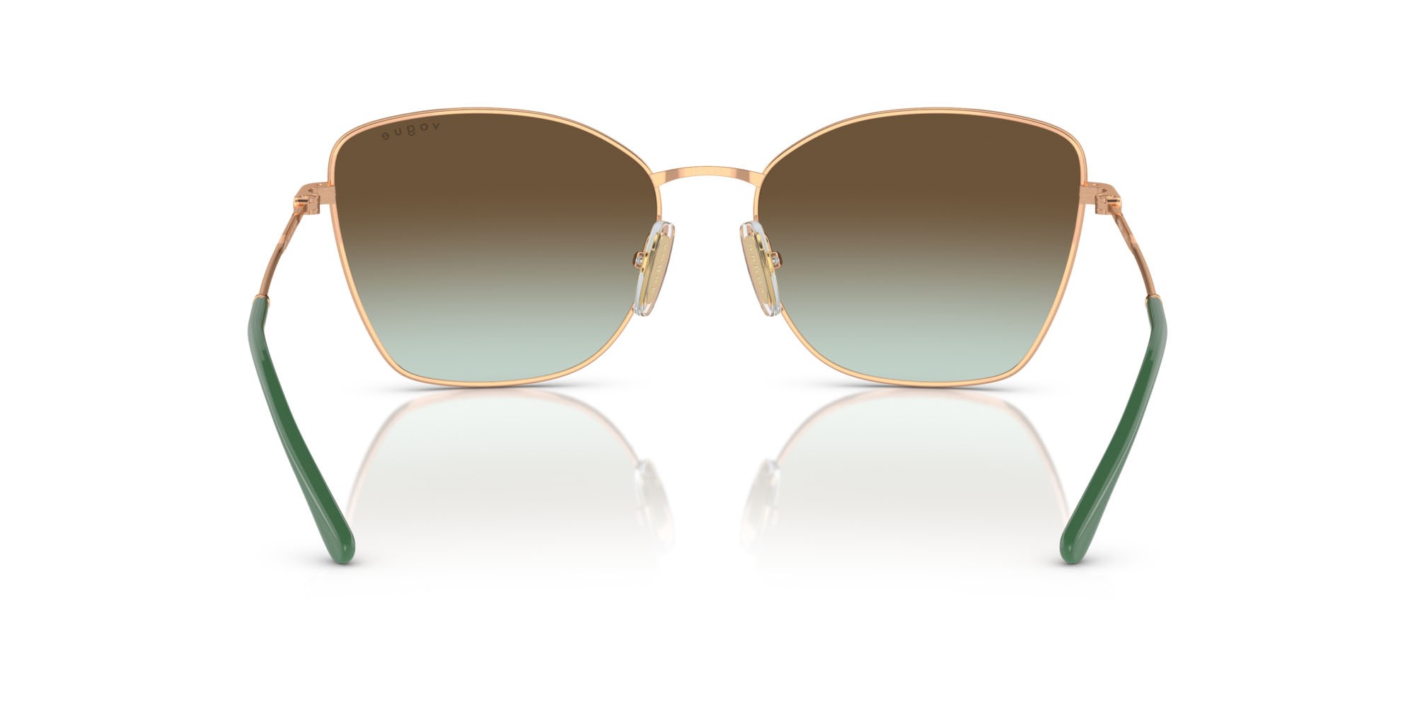 Sunglasses Vogue VO 4279S (5152E8) color oro rosé shape butterfly lenses verde sfumato marrone scuro