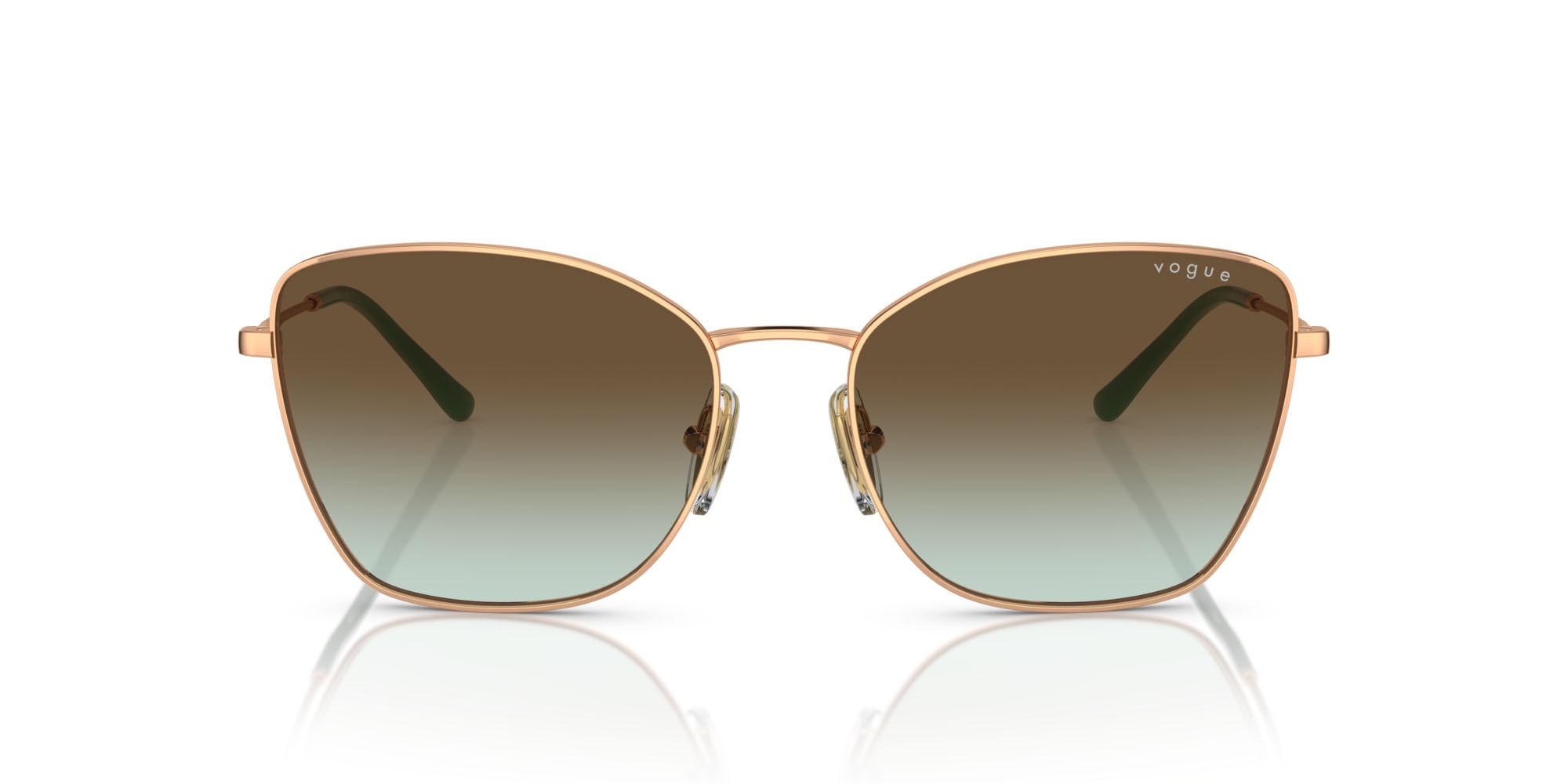 Sunglasses Vogue VO 4279S (5152E8) color oro rosé shape butterfly lenses verde sfumato marrone scuro