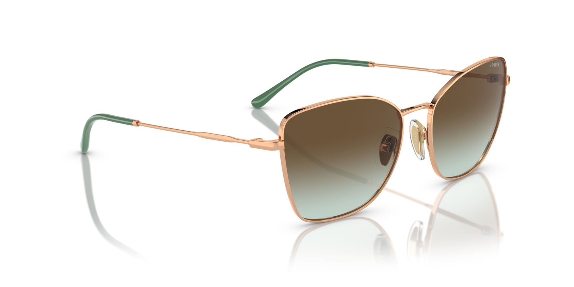 Sunglasses Vogue VO 4279S (5152E8) color oro rosé shape butterfly lenses verde sfumato marrone scuro