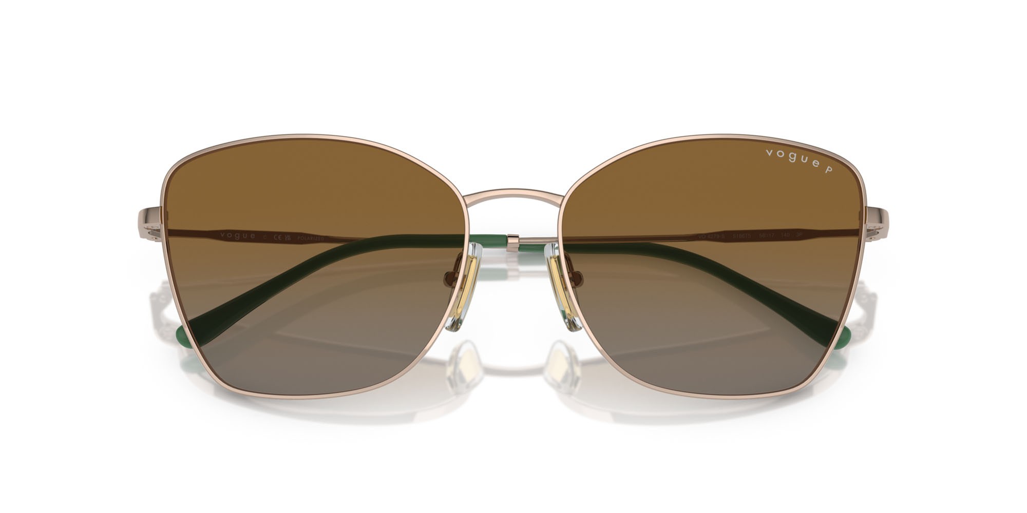 Occhiali da sole Vogue VO 4279S (5186T5) colore marrone chiaro forma farfalla lenti polarizzata marrone sfumato