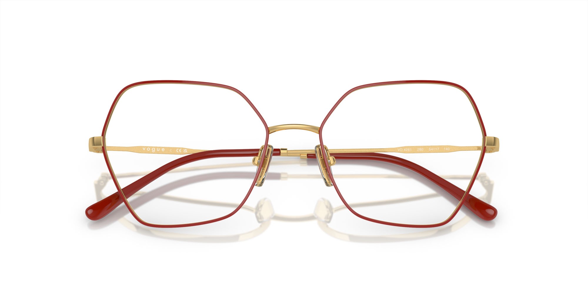 Occhiali da vista Vogue VO 4281 (280) colore top rosso/oro forma irregolare lenti lente demo
