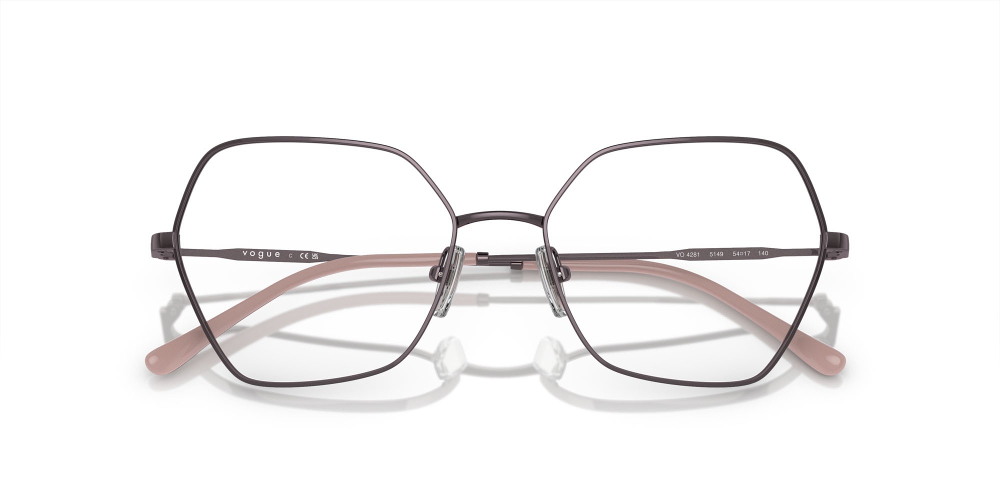 Eyeglasses Vogue VO 4281 (5149) color viola chiaro shape irregular lenses lente demo