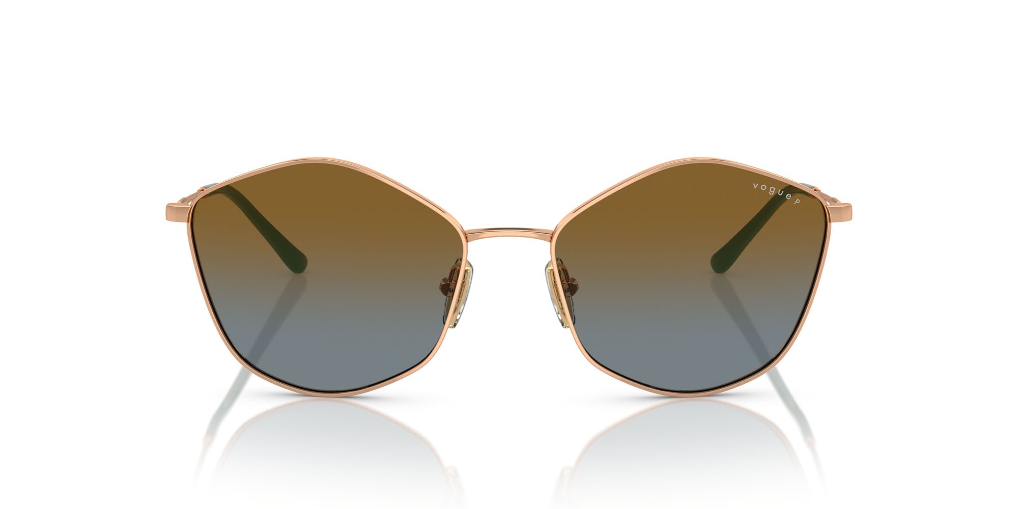 Sonnenbrillen Vogue VO 4282S (51521F) farbe oro rosé form unregelmäßig gläser blu sfumato marrone polarizzata