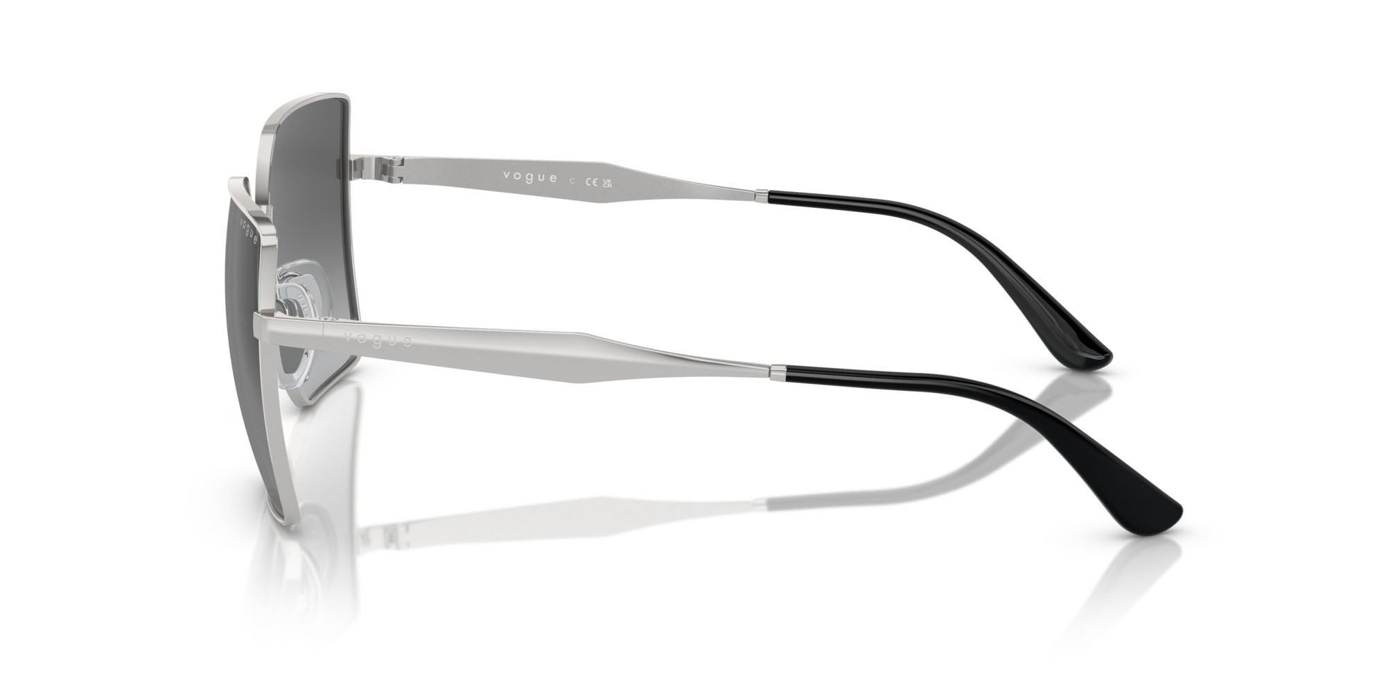Occhiali da sole Vogue VO 4284S (323/11) colore argento forma quadrato lenti sfumato grigio