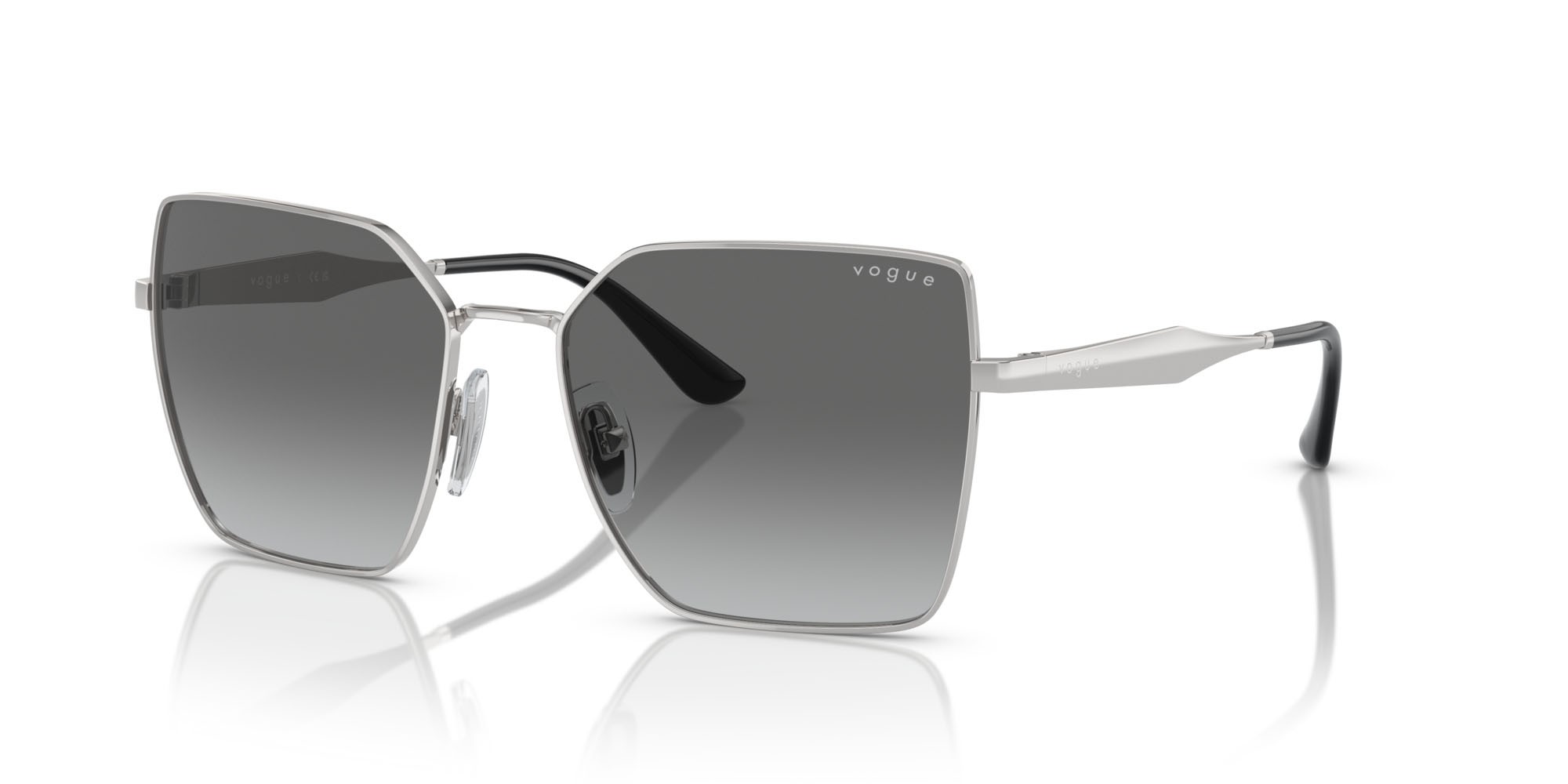 Occhiali da sole Vogue VO 4284S (323/11) colore argento forma quadrato lenti sfumato grigio