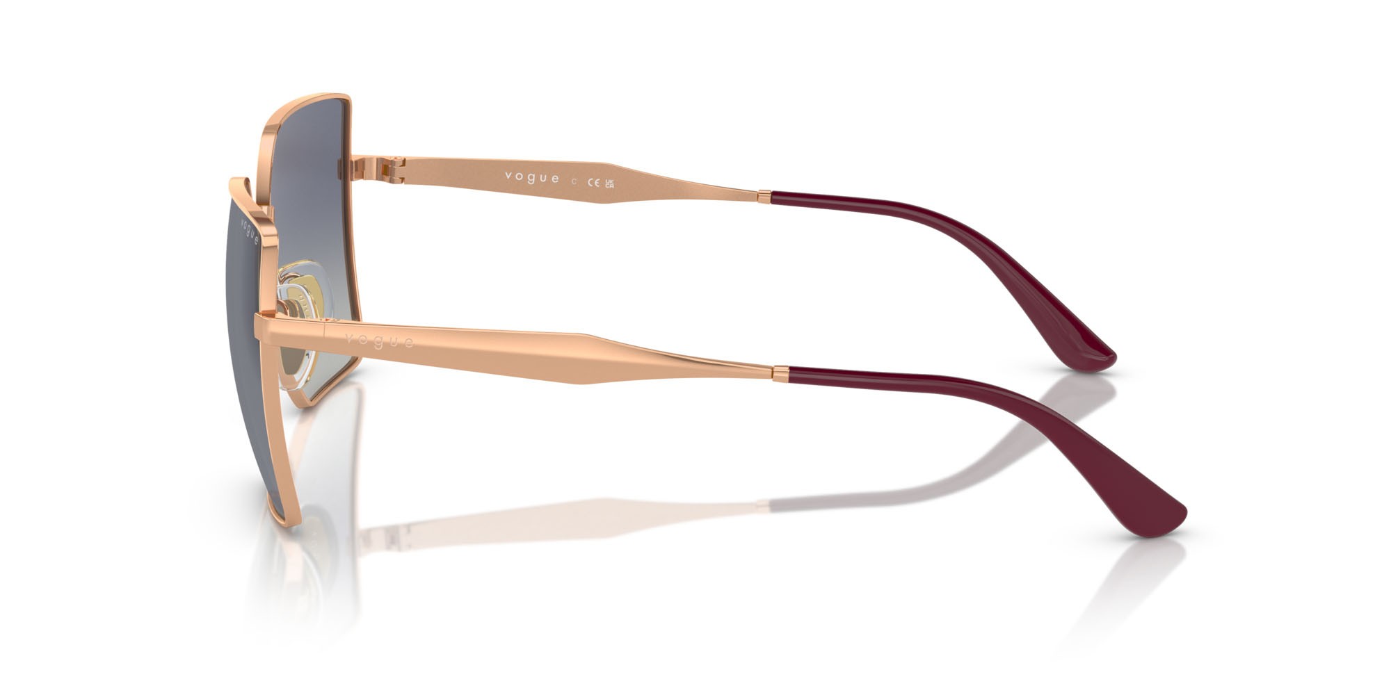 Sunglasses Vogue VO 4284S (51524L) color oro rosé shape square lenses grigio sfumato blu scuro