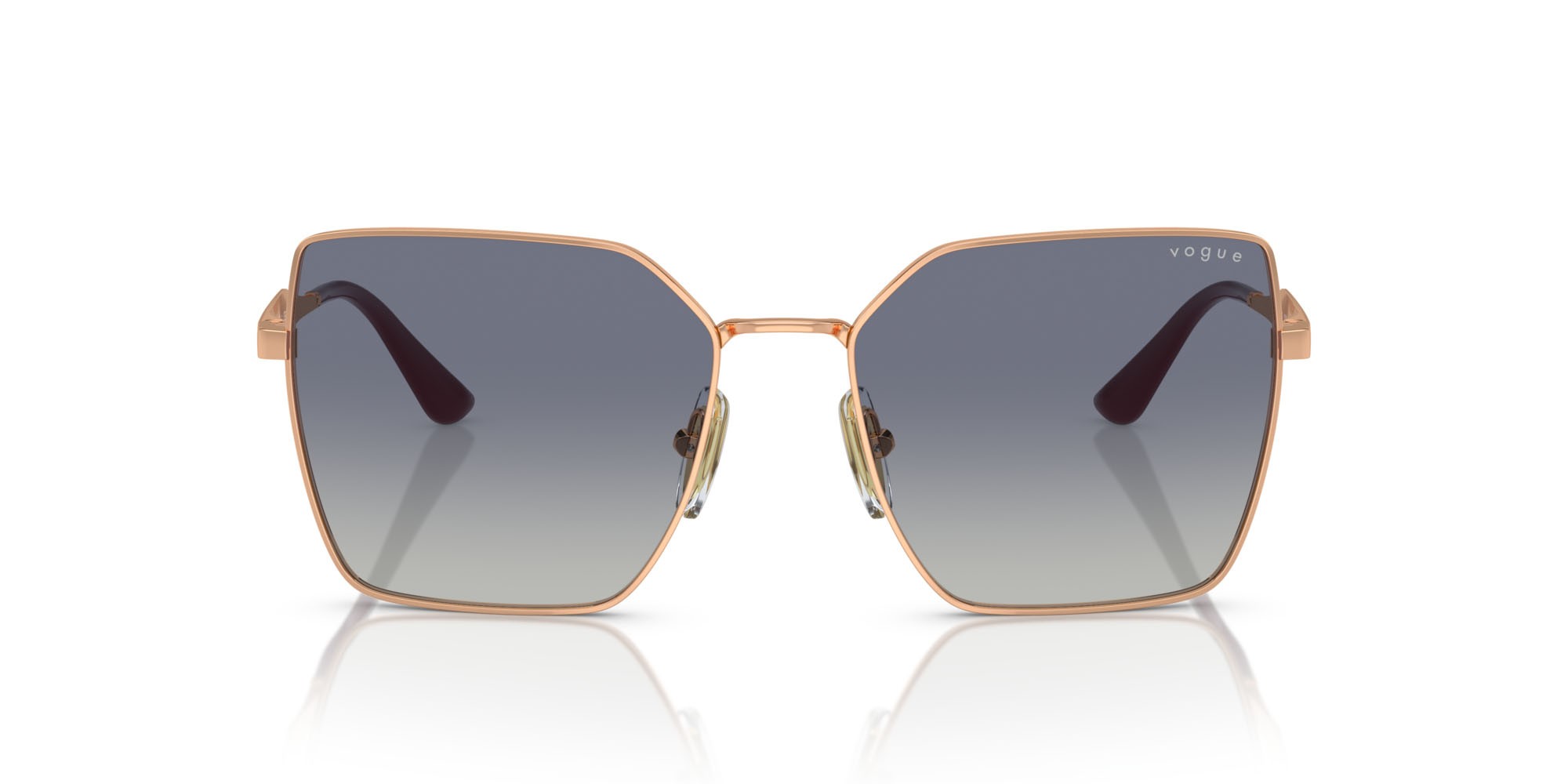 Sunglasses Vogue VO 4284S (51524L) color oro rosé shape square lenses grigio sfumato blu scuro