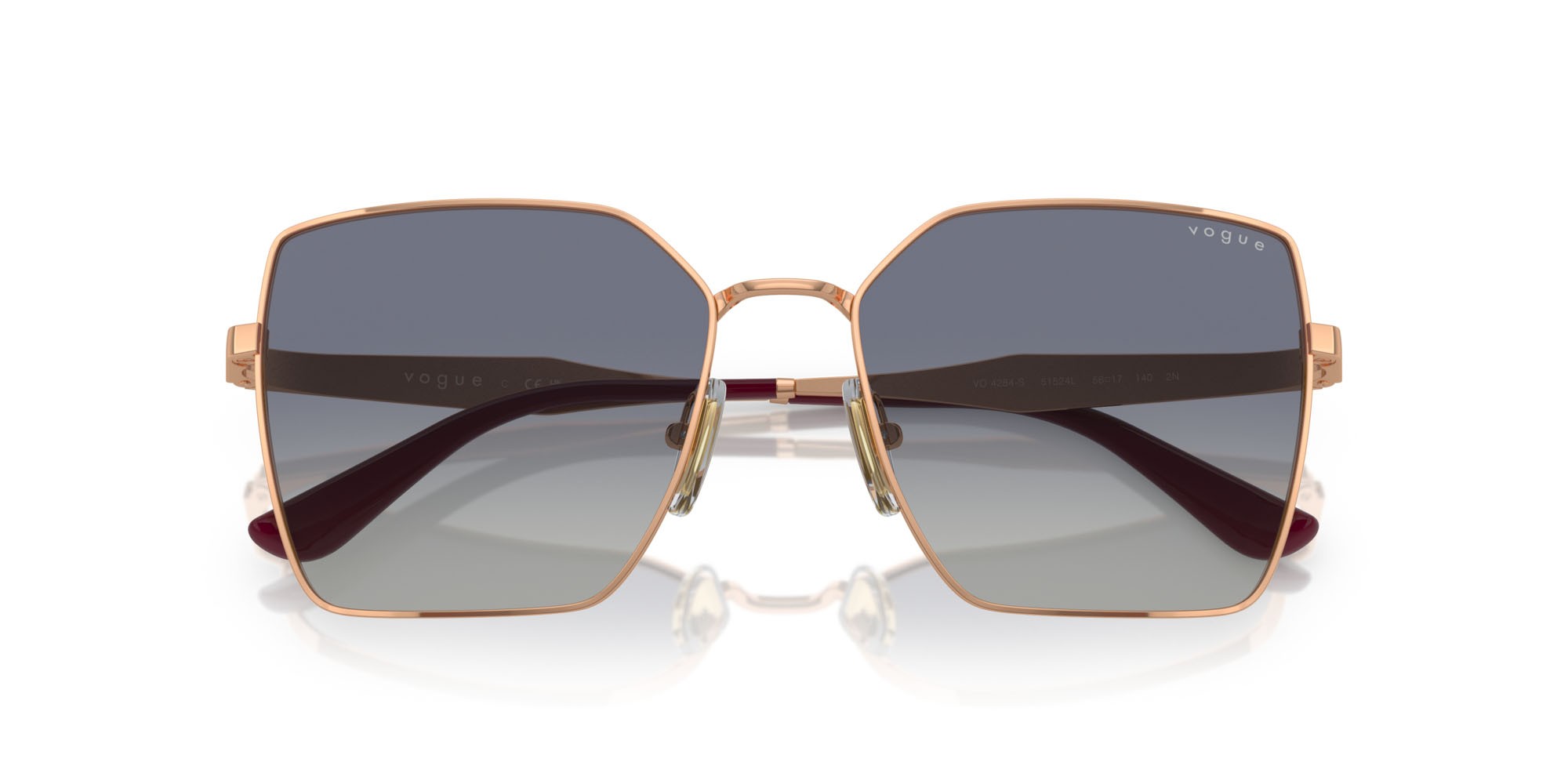 Sunglasses Vogue VO 4284S (51524L) color oro rosé shape square lenses grigio sfumato blu scuro