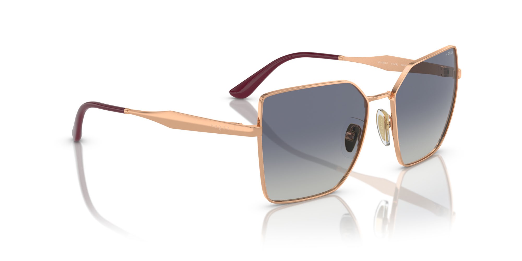 Sunglasses Vogue VO 4284S (51524L) color oro rosé shape square lenses grigio sfumato blu scuro