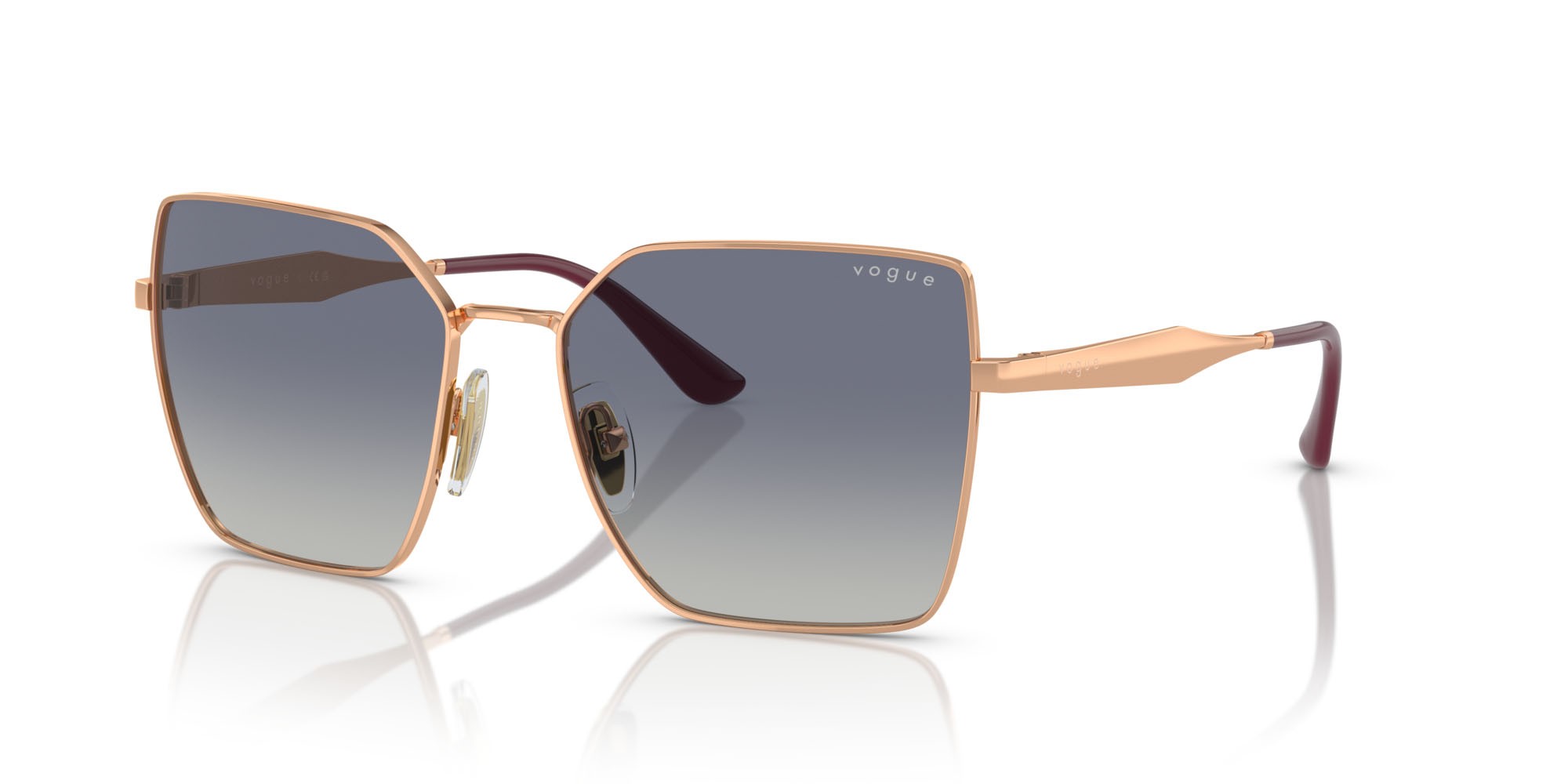 Sunglasses Vogue VO 4284S (51524L) color oro rosé shape square lenses grigio sfumato blu scuro