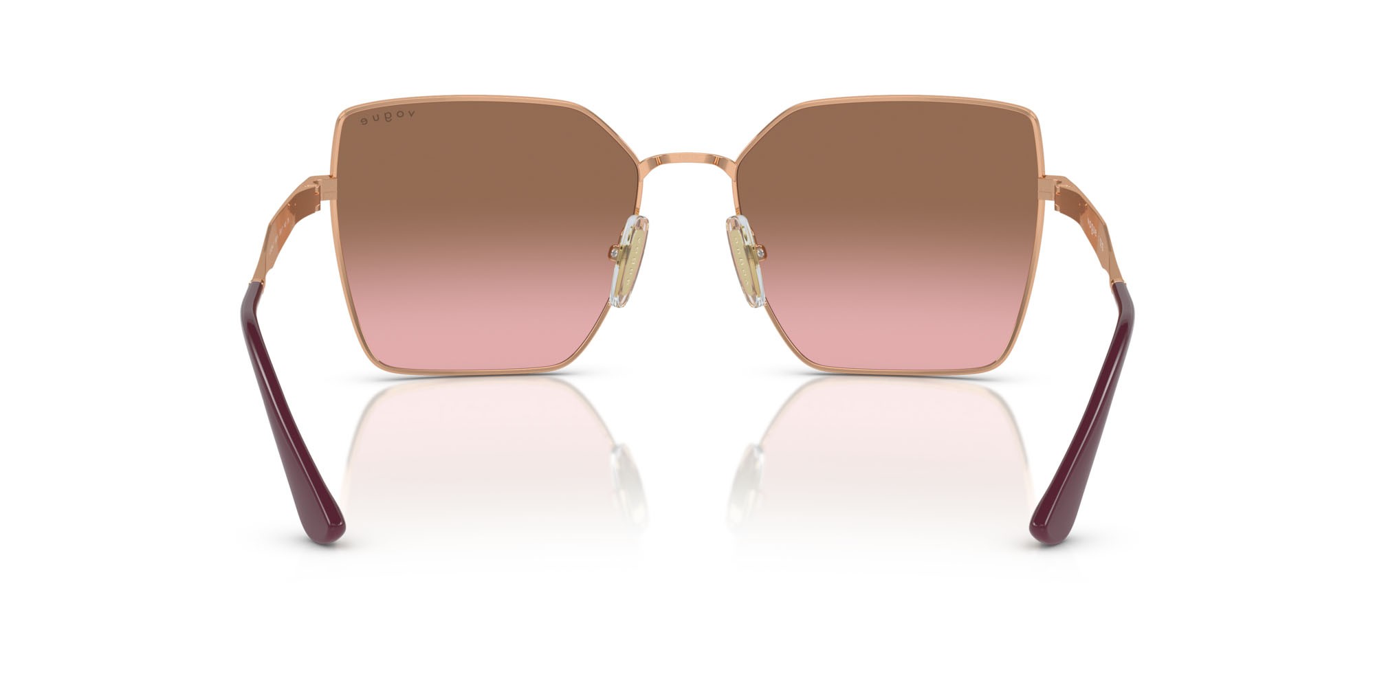 Occhiali da sole Vogue VO 4284S (518214) colore top bordeaux/oro rosé forma quadrato lenti rosa sfumato marrone