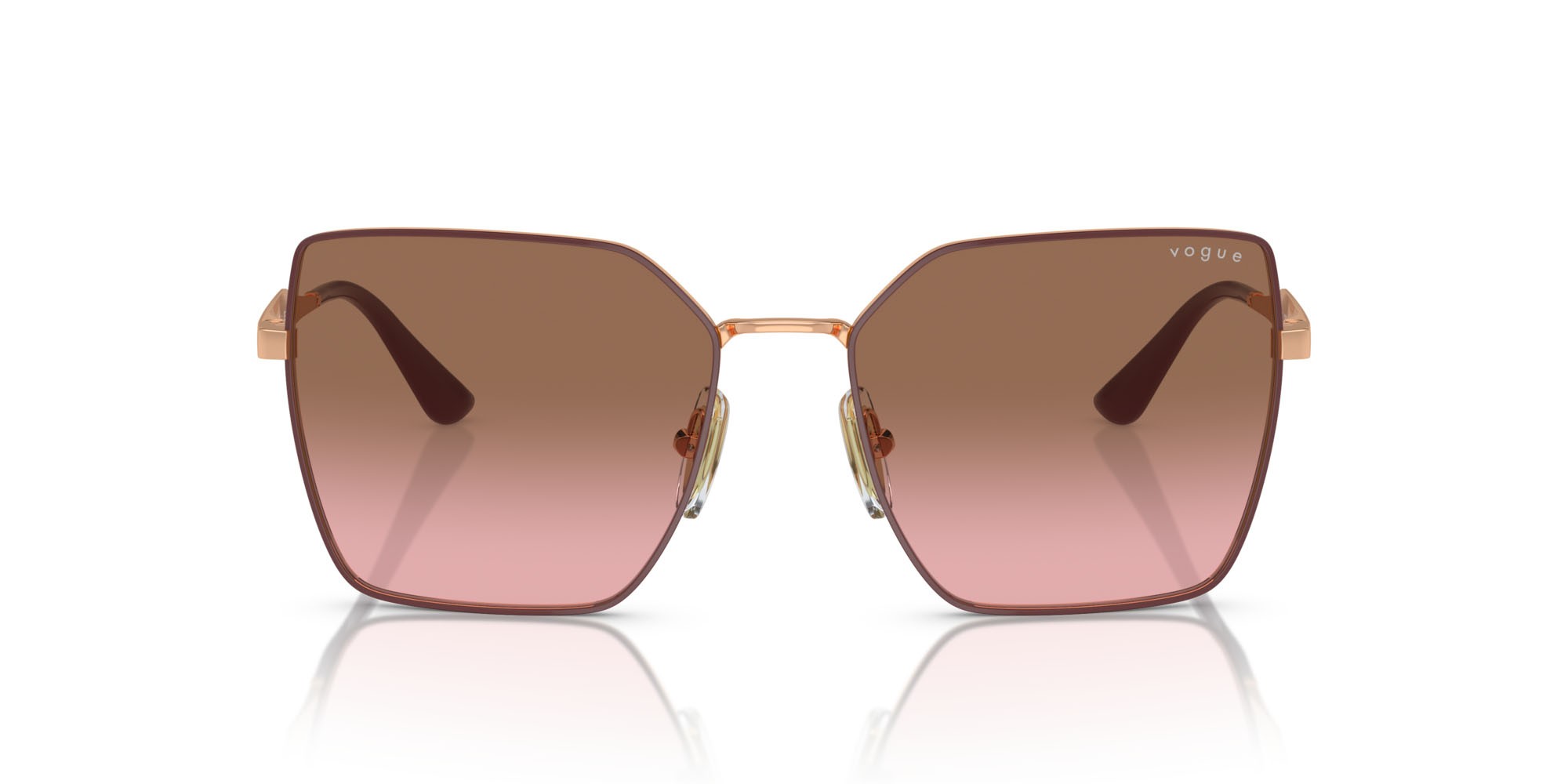 Occhiali da sole Vogue VO 4284S (518214) colore top bordeaux/oro rosé forma quadrato lenti rosa sfumato marrone