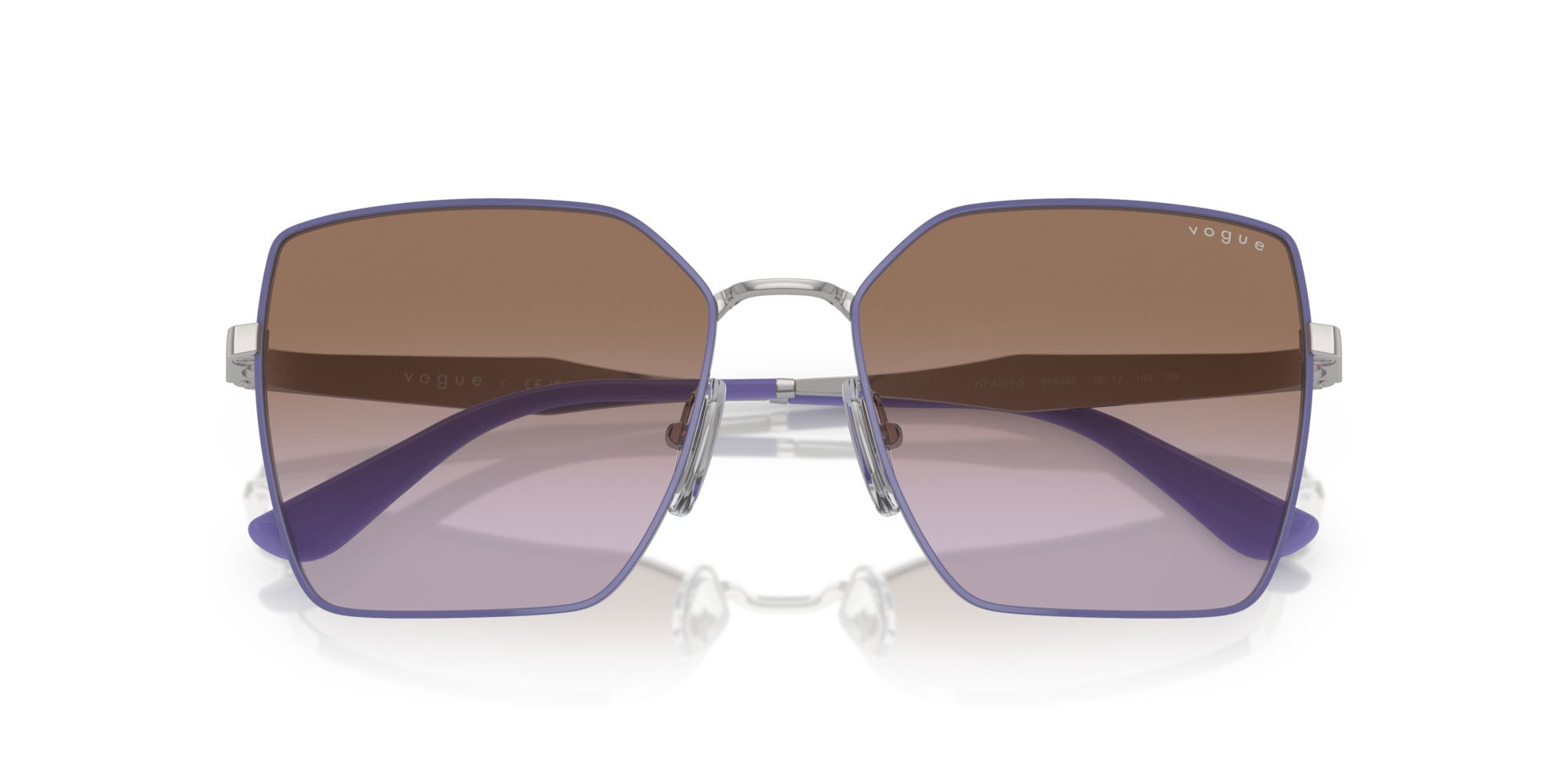 Sonnenbrillen Vogue VO 4284S (518368) farbe top wisteria/argento form quadratisch gläser violetto sfumato marrone