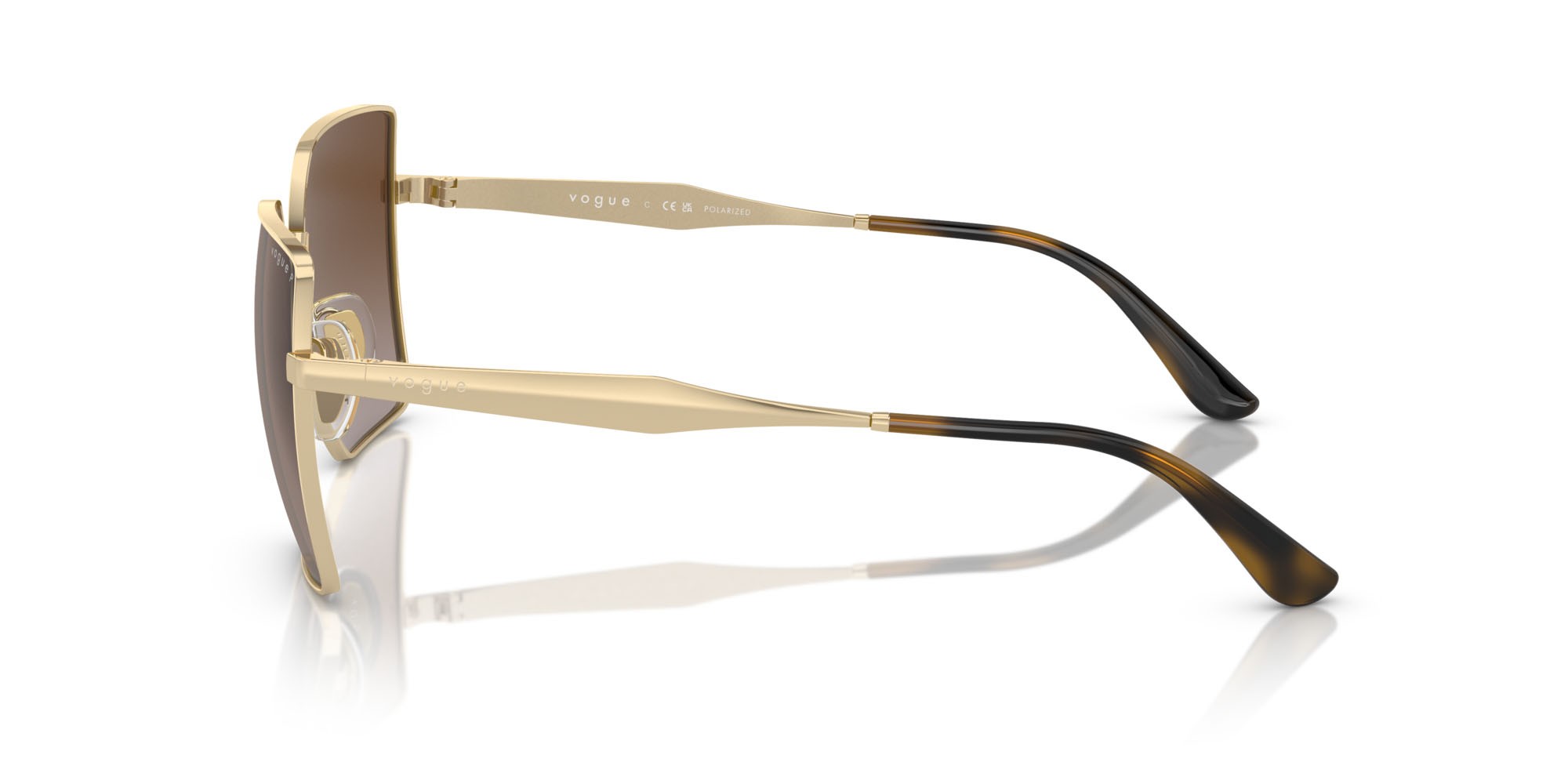 Occhiali da sole Vogue VO 4284S (848/T5) colore oro pallido forma quadrato lenti polarizzata marrone sfumato