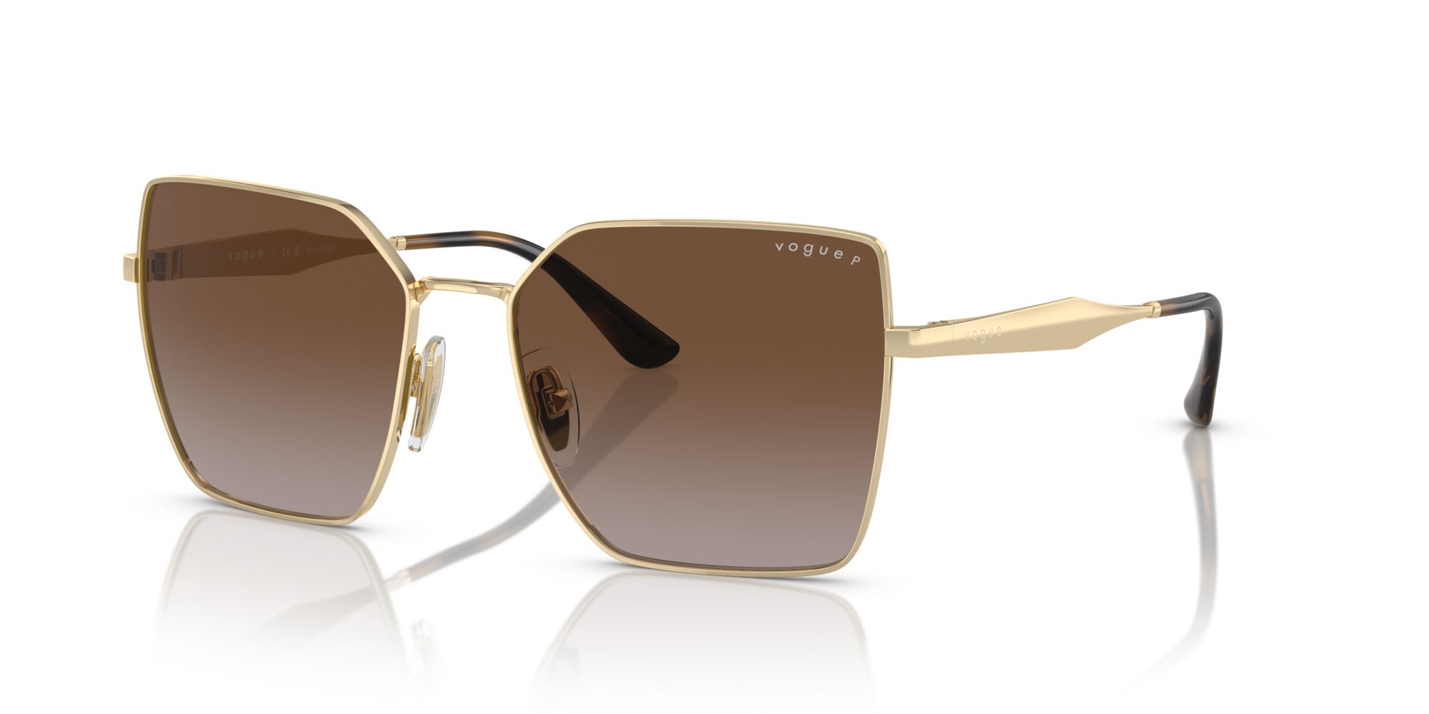 Occhiali da sole Vogue VO 4284S (848/T5) colore oro pallido forma quadrato lenti polarizzata marrone sfumato