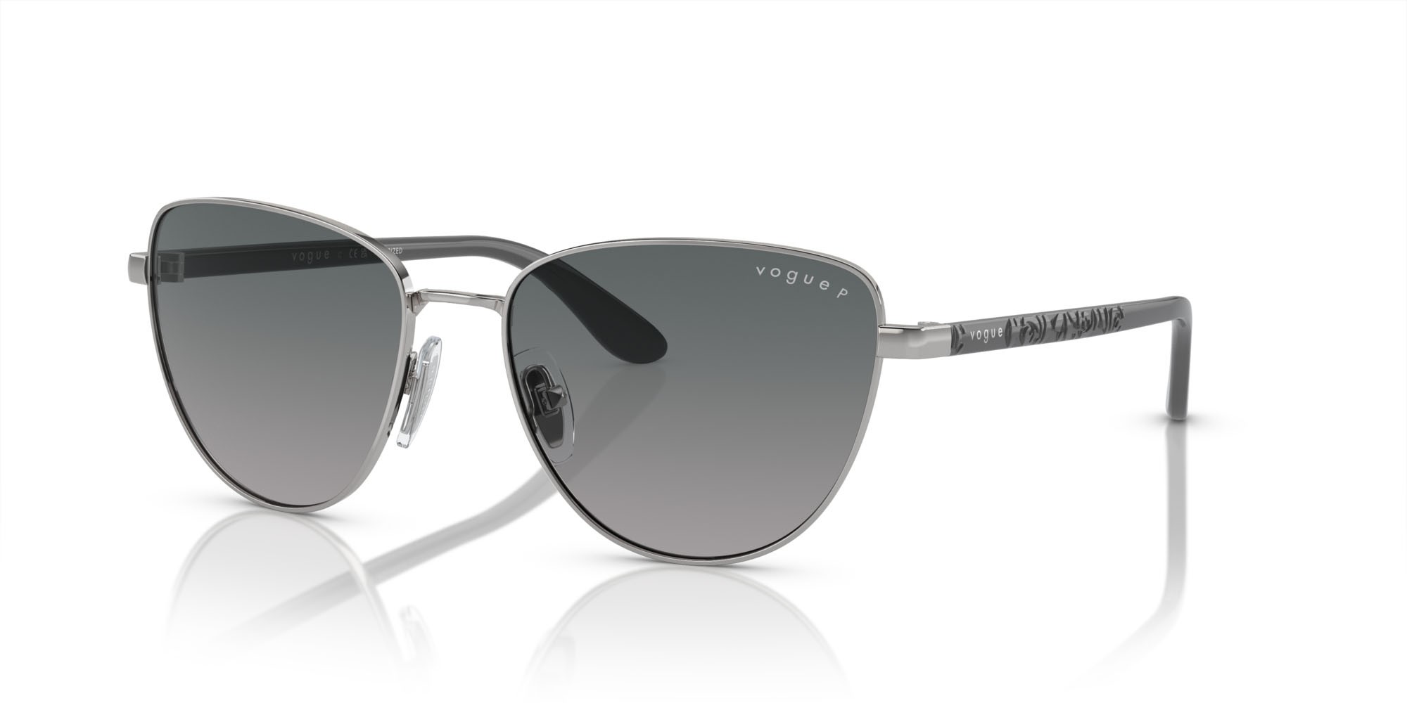 Occhiali da sole Vogue VO 4286S (323/8S) colore argento forma cat eye lenti polarizzata grigio sfumato blu