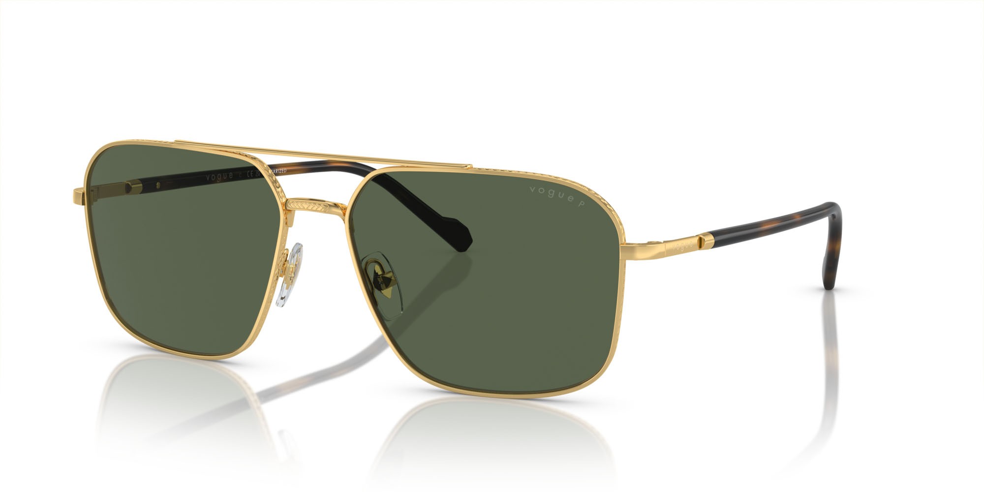 Occhiali da sole Vogue VO 4289S (280/9A) colore oro forma irregolare lenti verde scuro polarizzata