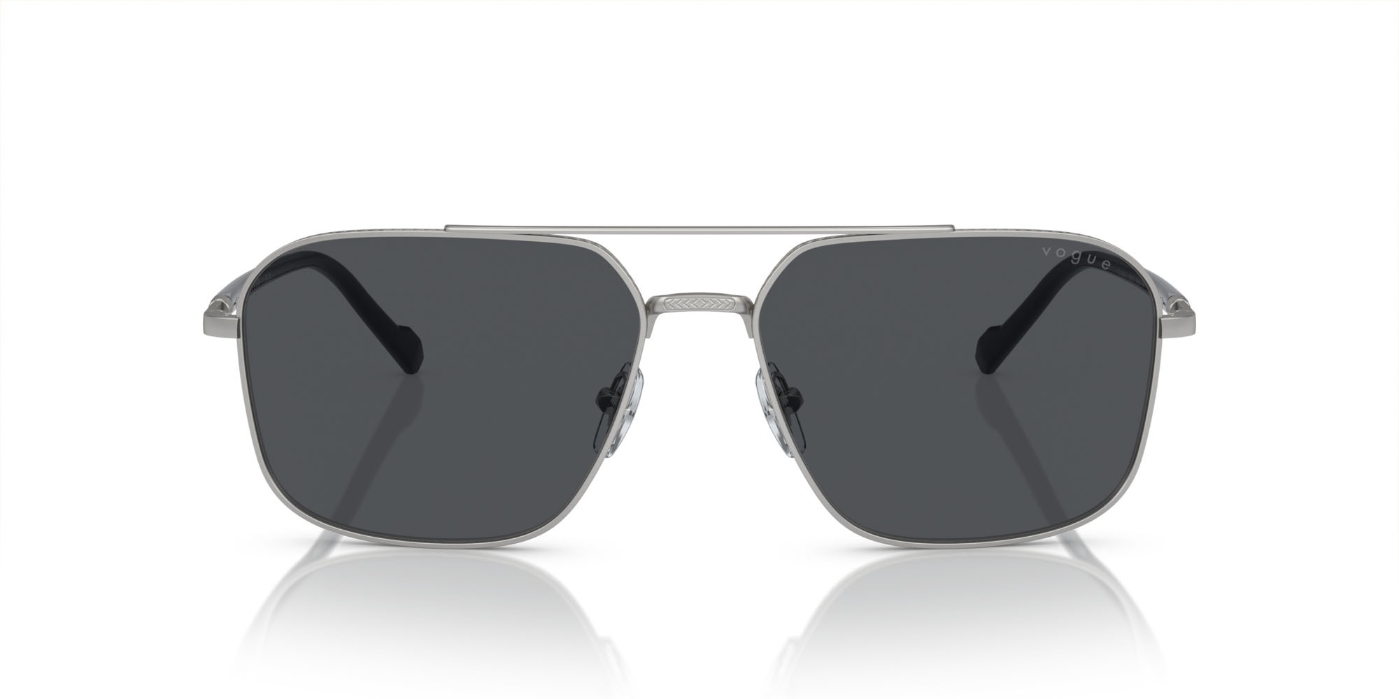 Occhiali da sole Vogue VO 4289S (323S87) colore argento opaco forma irregolare lenti grigio scuro